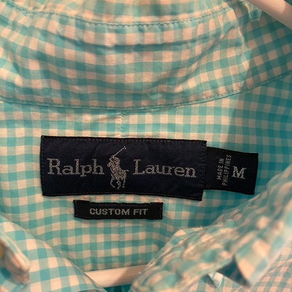 Ralph Lauren Men's Aqua Checkered Button-Down Shirt - Picture 4 of 4
